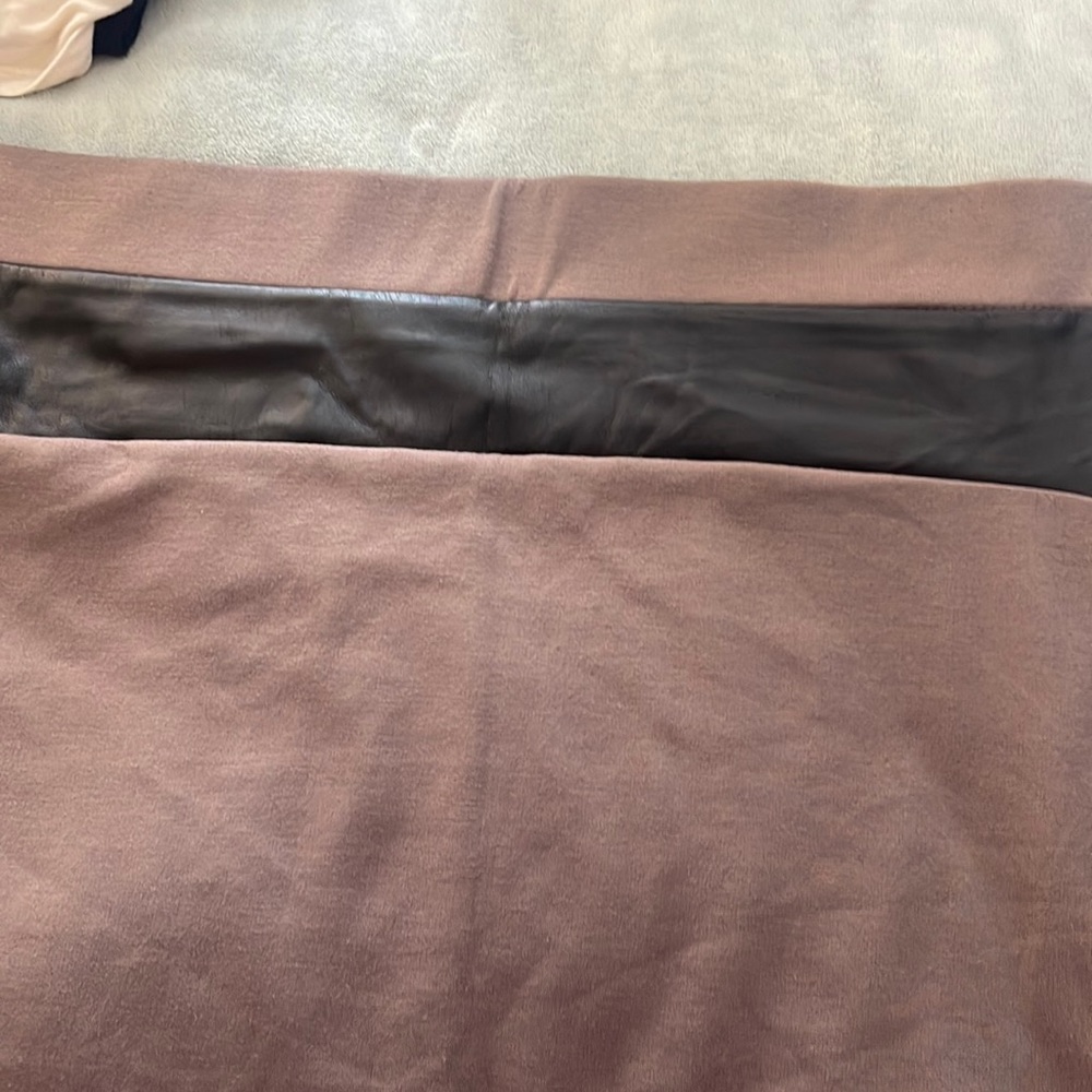 Brown and leather black pencil skirt